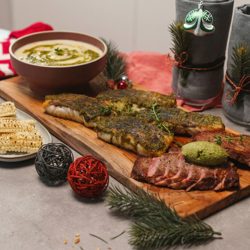 Surf and Turf with Homemade Basil Pistachio Butter
