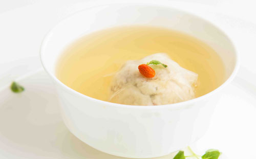 Minced Barramundi with Cherry Tomato in Consommé